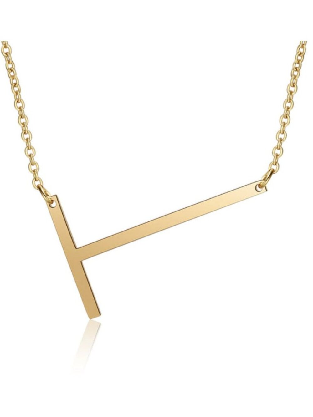 Large Letter "T" 18k Gold Plated Big Initial Name Statement Necklace